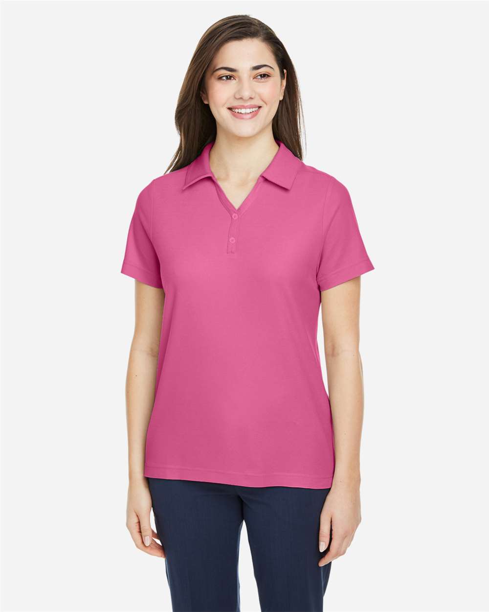 Women's Fusion ChromaSoft™ Pique Polo – CE112W – Charity Pink