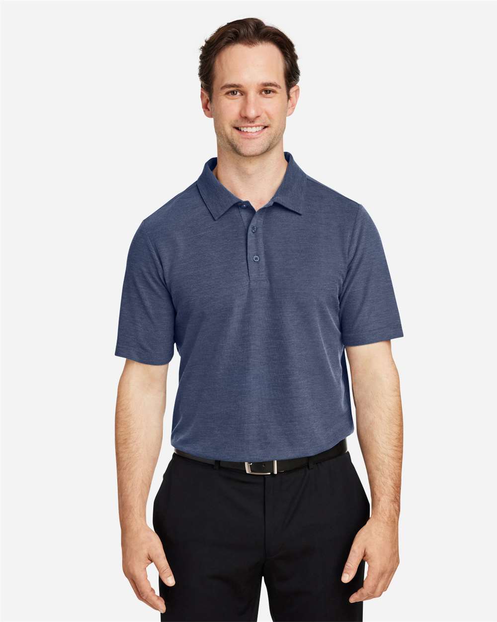 Men's Fusion ChromaSoft™ Pique Polo – CE112 – Classic Navy Heather