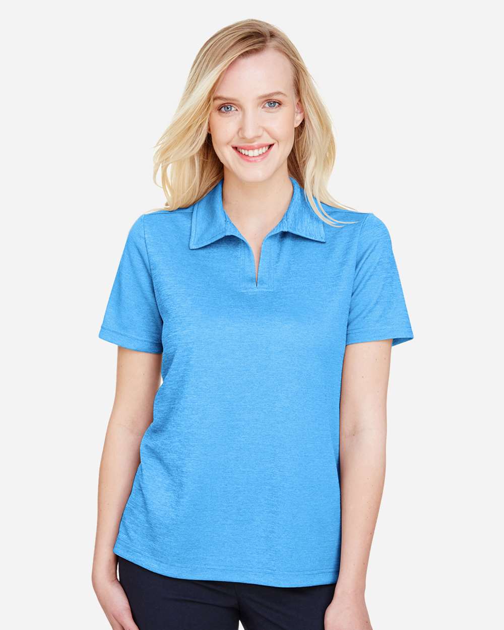 Women's CrownLux Performance® Address Melange Polo – DG22W – Ocean Blue Melange