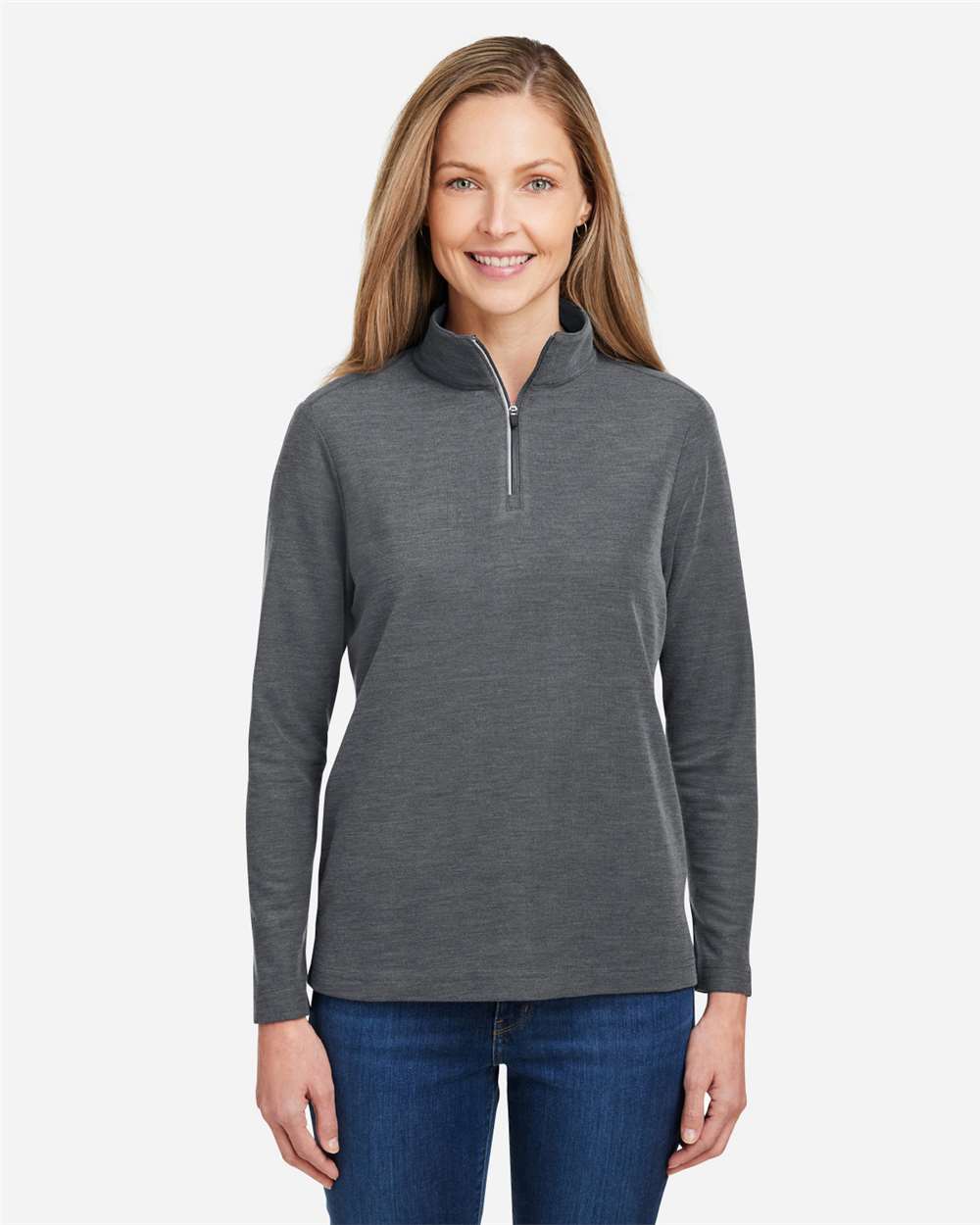 Women's Fusion ChromaSoft™ Pique Quarter-Zip Pullover – CE405W – Carbon Heather