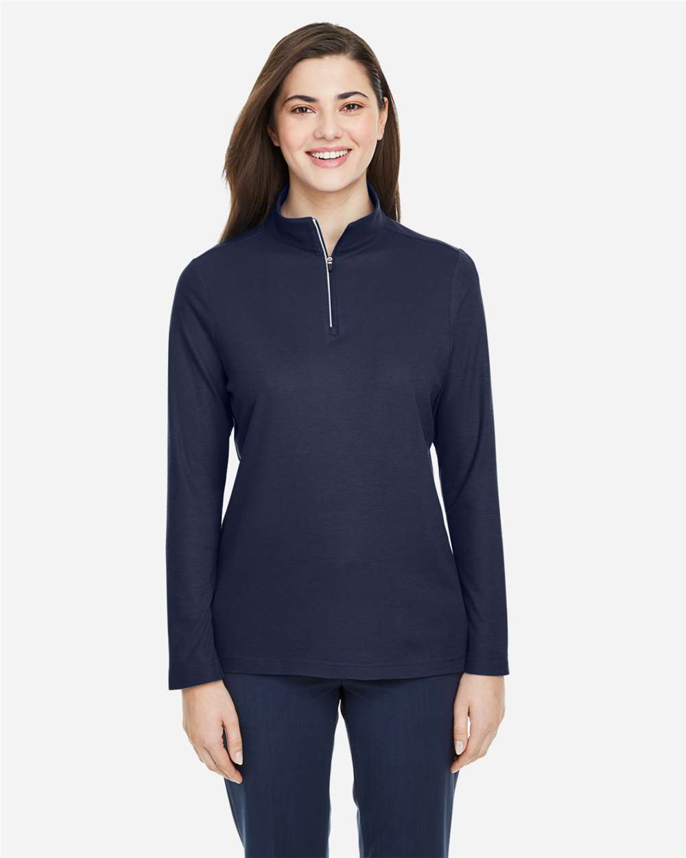 Women's Fusion ChromaSoft™ Pique Quarter-Zip Pullover – CE405W – Classic Navy
