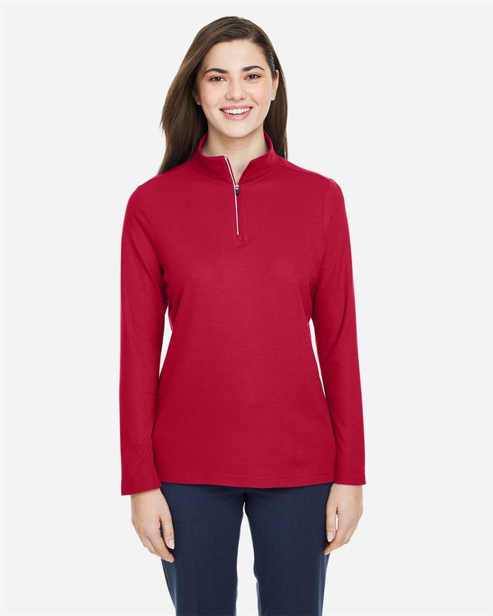 Women's Fusion ChromaSoft™ Pique Quarter-Zip Pullover – CE405W – Classic Red