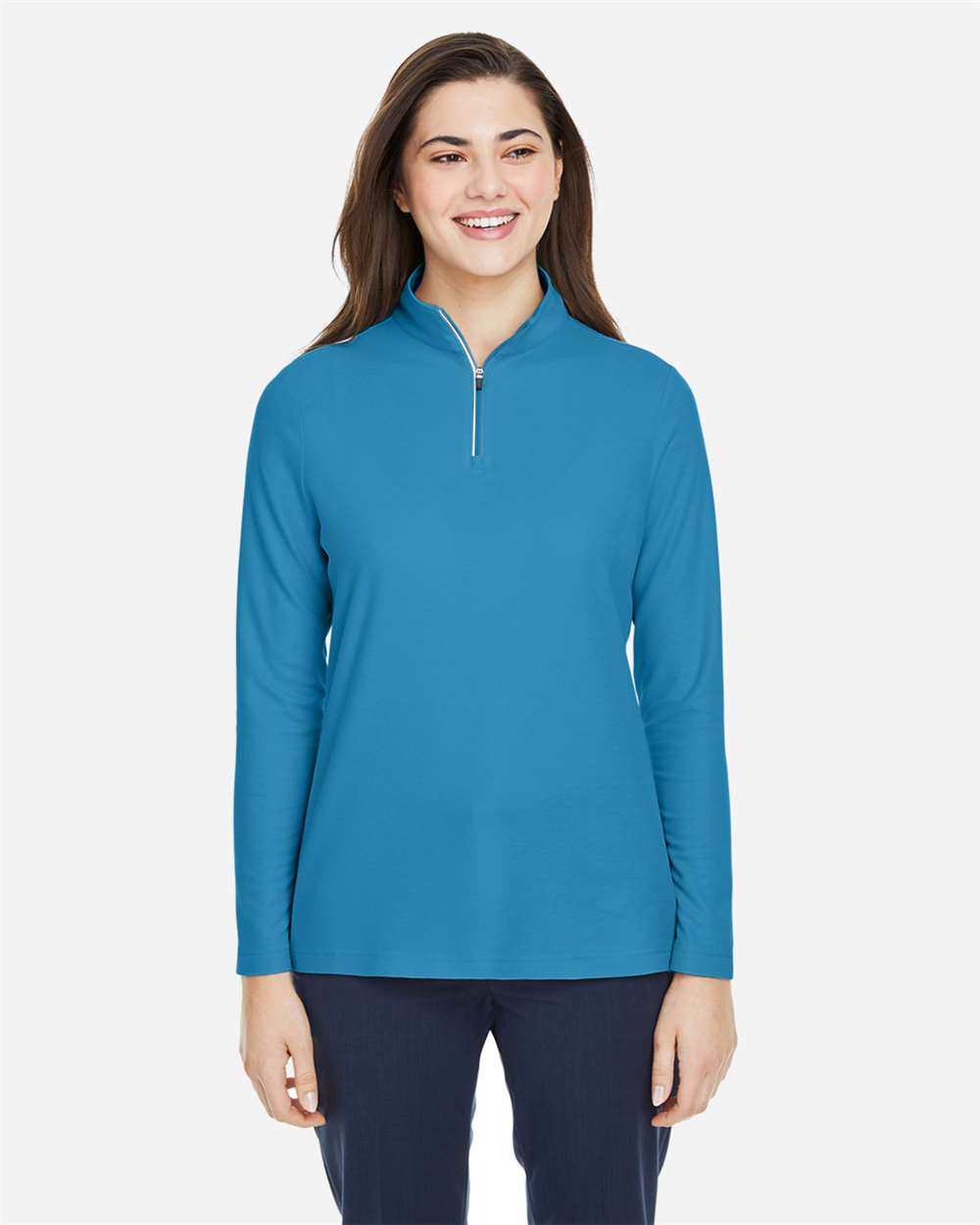 Women's Fusion ChromaSoft™ Pique Quarter-Zip Pullover – CE405W – Electric Blue