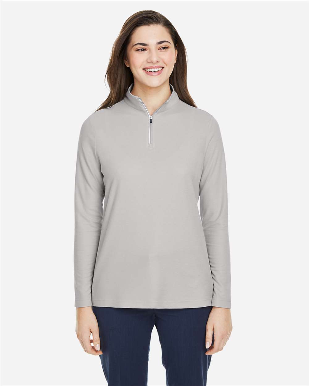 Women's Fusion ChromaSoft™ Pique Quarter-Zip Pullover – CE405W – Platinum