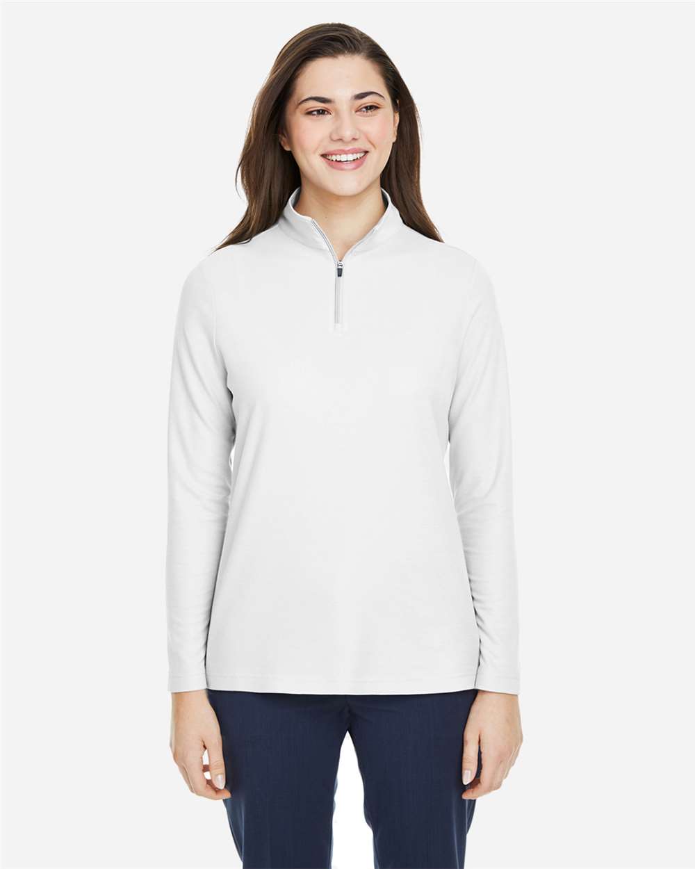 Women's Fusion ChromaSoft™ Pique Quarter-Zip Pullover – CE405W – White