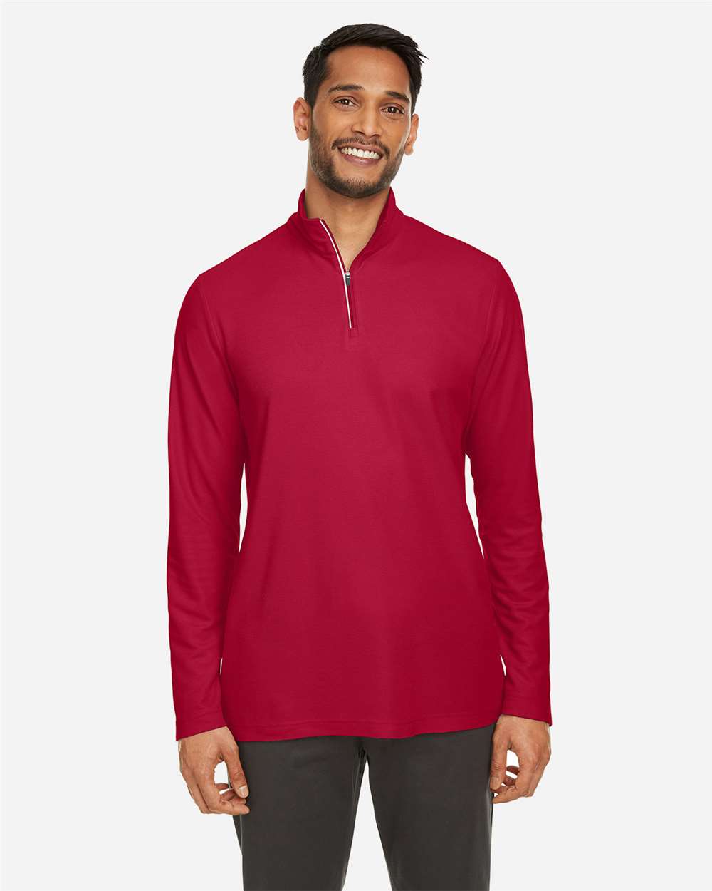 Men's Fusion ChromaSoft™ Pique Quarter-Zip Pullover – CE405 – Classic Red