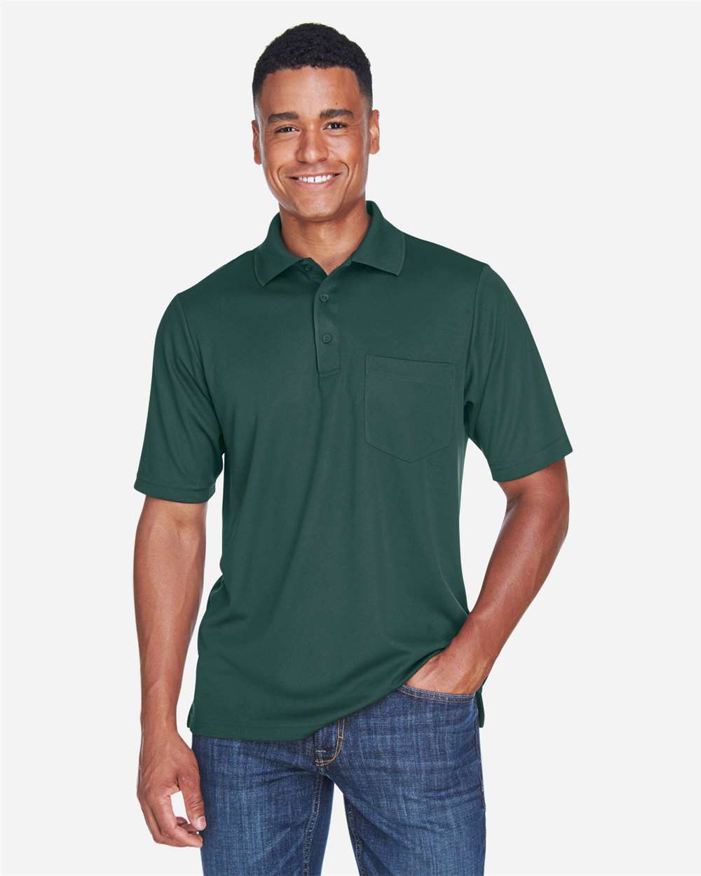 Men's Origin Performance Piqué Polo with Pocket – 88181P – Forest