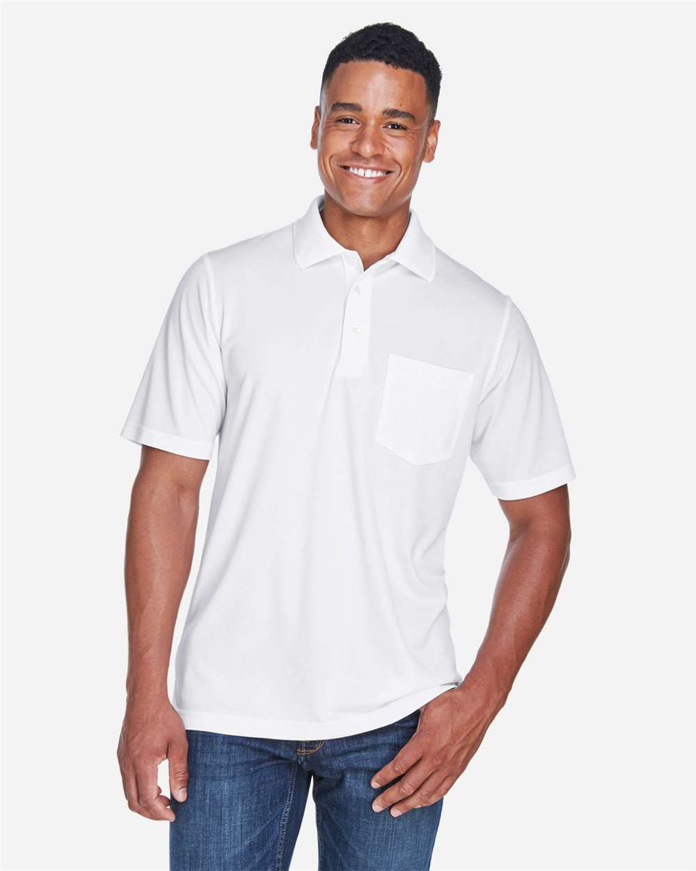 Men's Origin Performance Piqué Polo with Pocket – 88181P – White