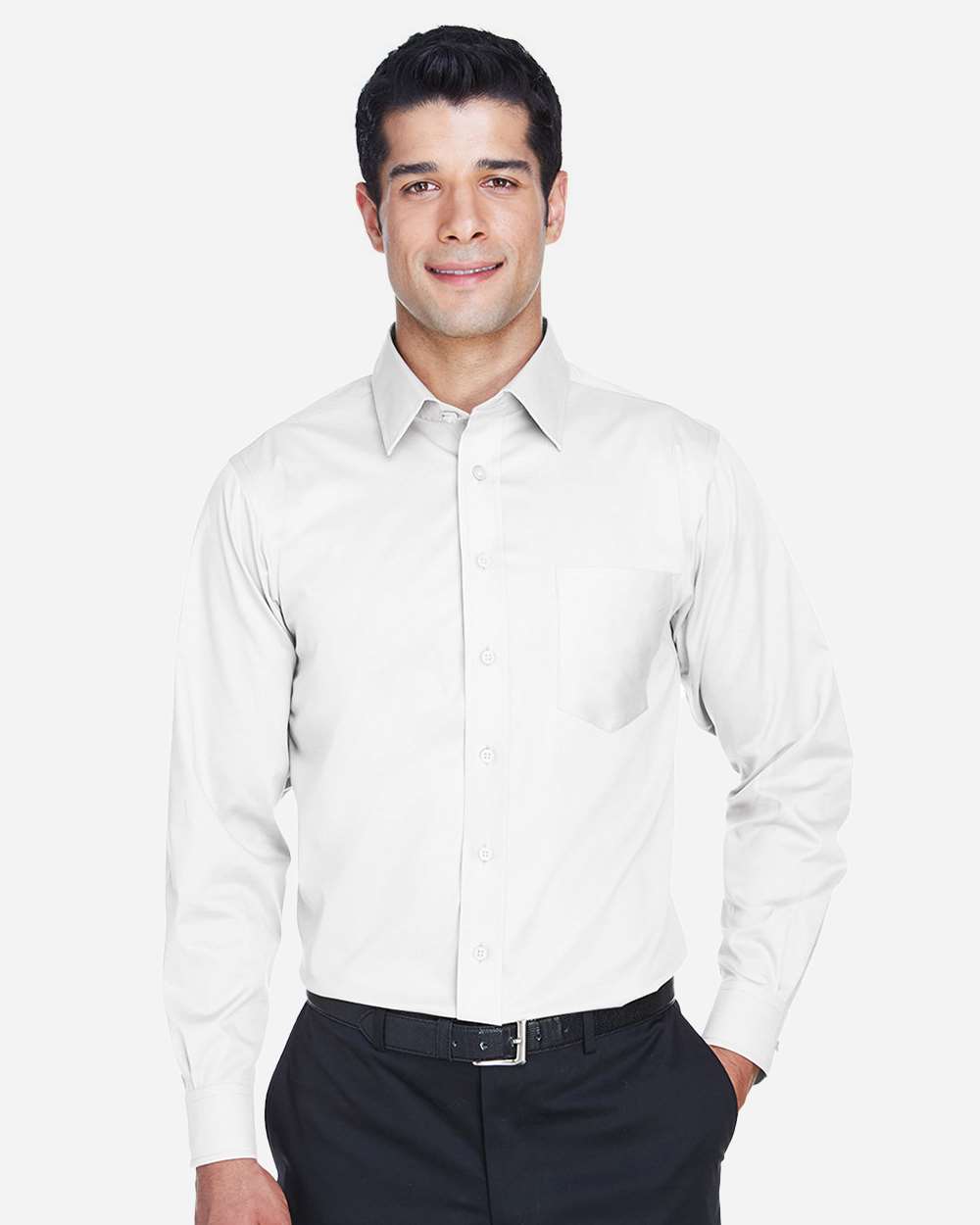 Men's Crown Collection® Solid Stretch Twill Woven Dress Shirt – DG530 – White