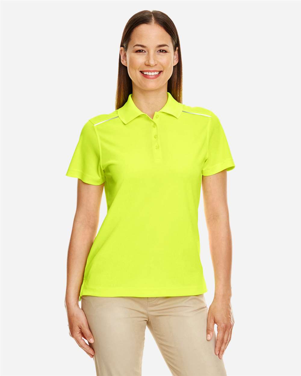 Women's Radiant Performance Piqué Polo with Reflective Piping – 78181R – Safety Yellow