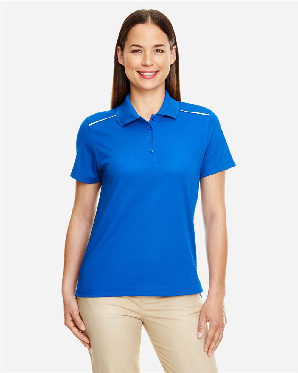 Women's Radiant Performance Piqué Polo with Reflective Piping – 78181R – True Royal