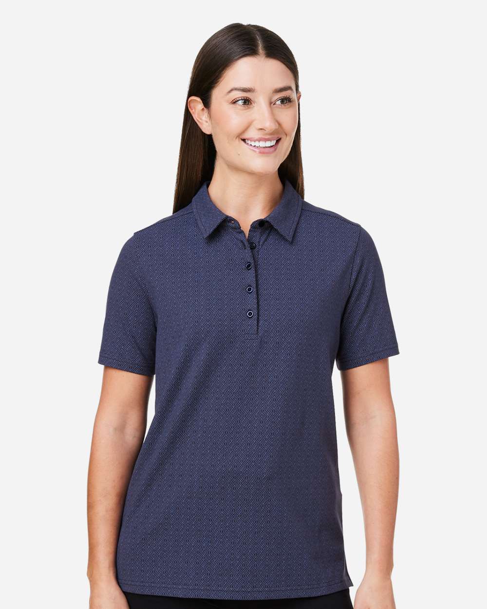 Women's Crownlux Performance® Geo Polo – DG101W – Navy/ French Blue