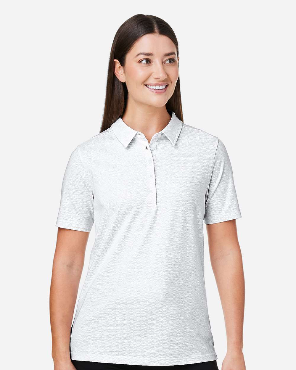 Women's Crownlux Performance® Geo Polo – DG101W – White/ Silver