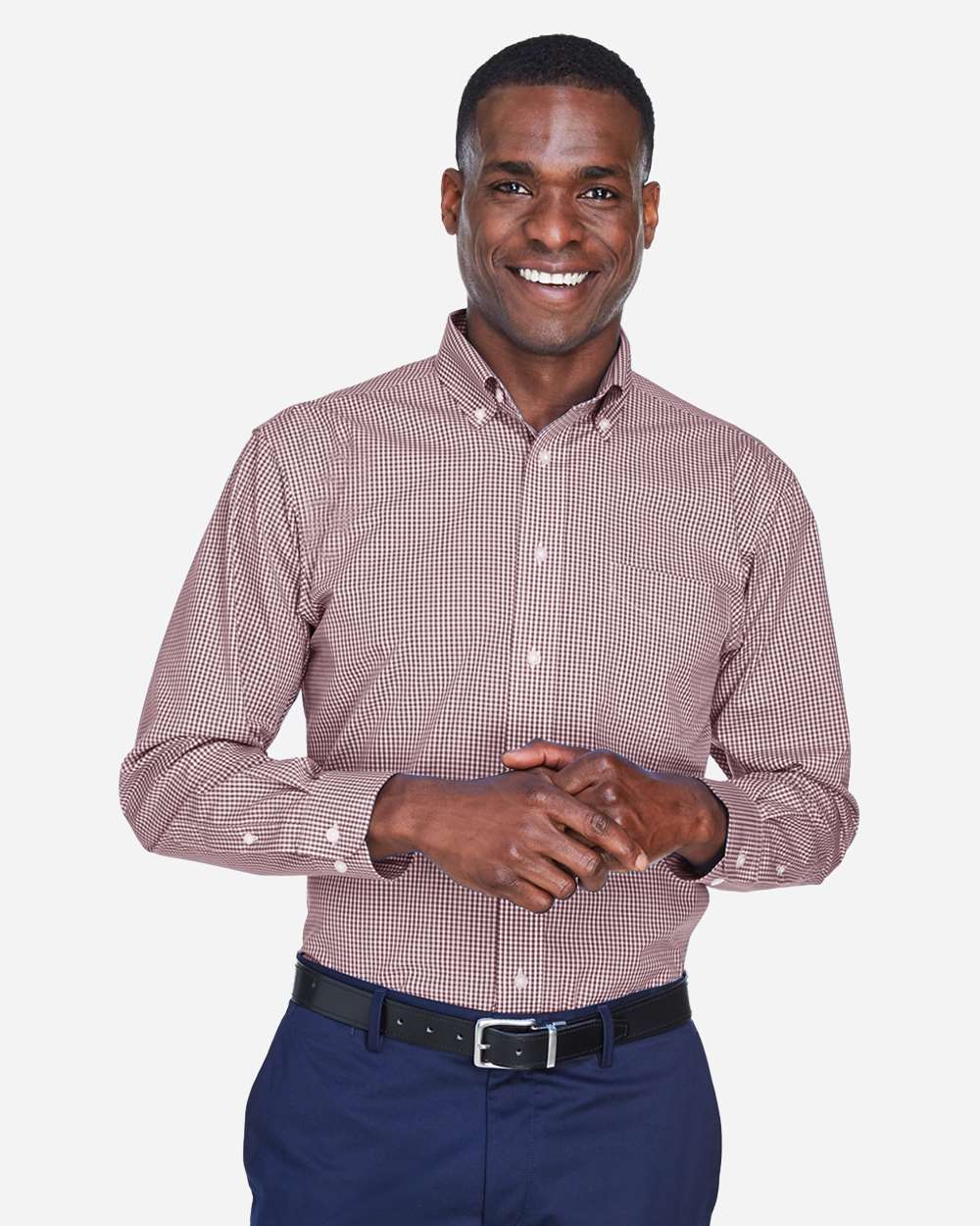 Men's Crown Collection® Gingham Check Woven Dress Shirt – D640