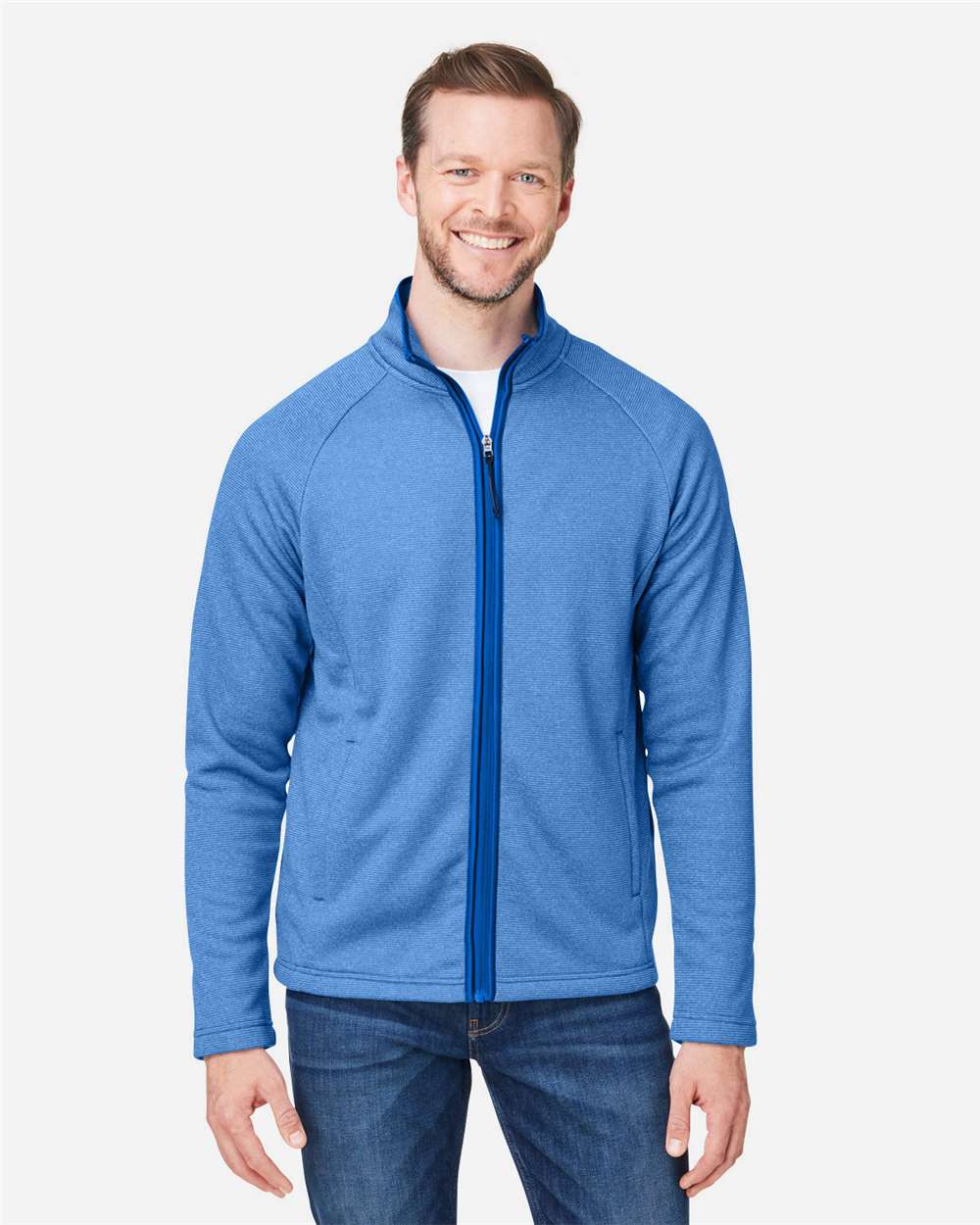 Men's Venture Heathered Stripe Full-Zip Jacket – CE72 – True Royal/ White