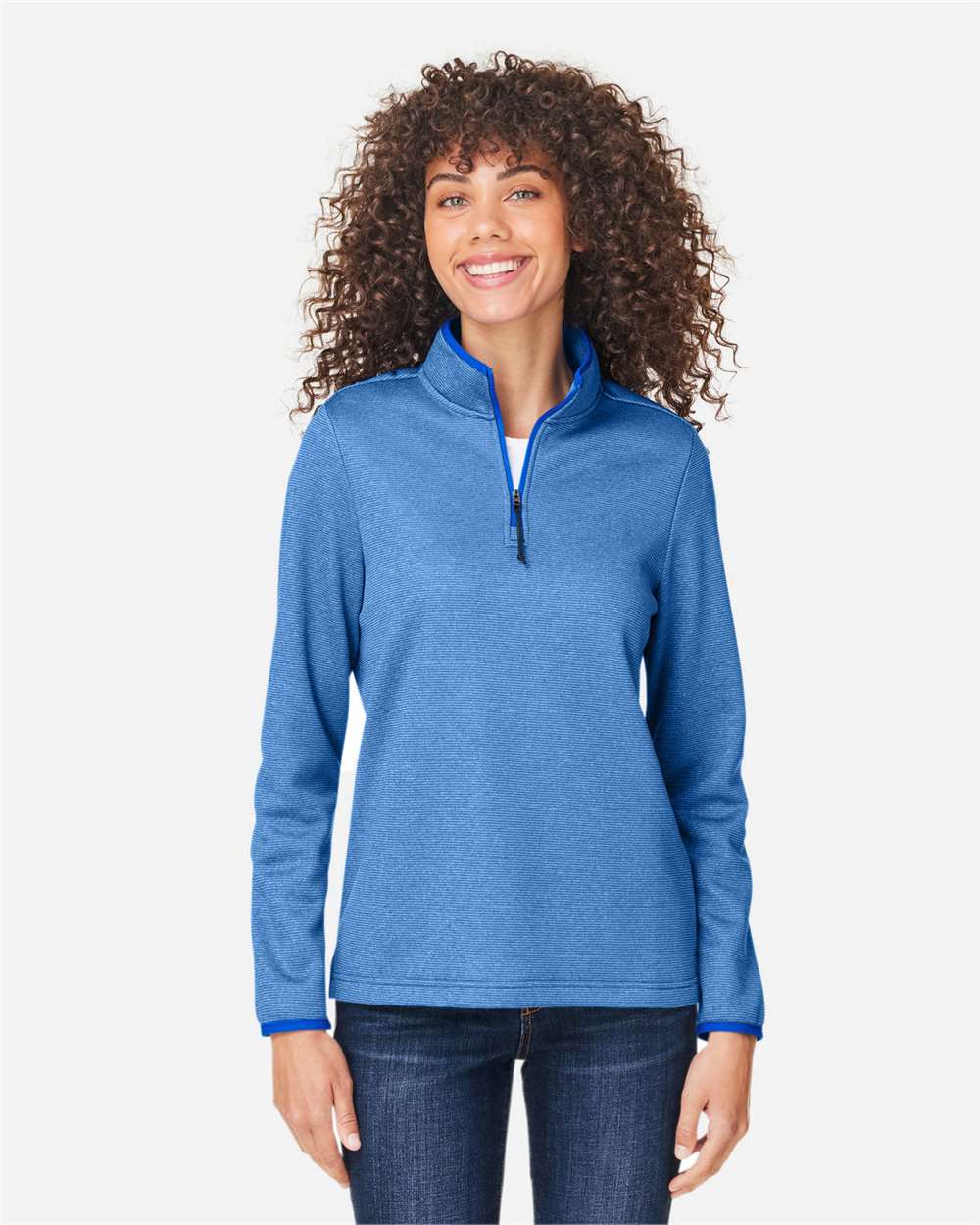 Women's Venture Heathered Stripe Quarter-Zip Pullover – CE73W – True Royal/ White