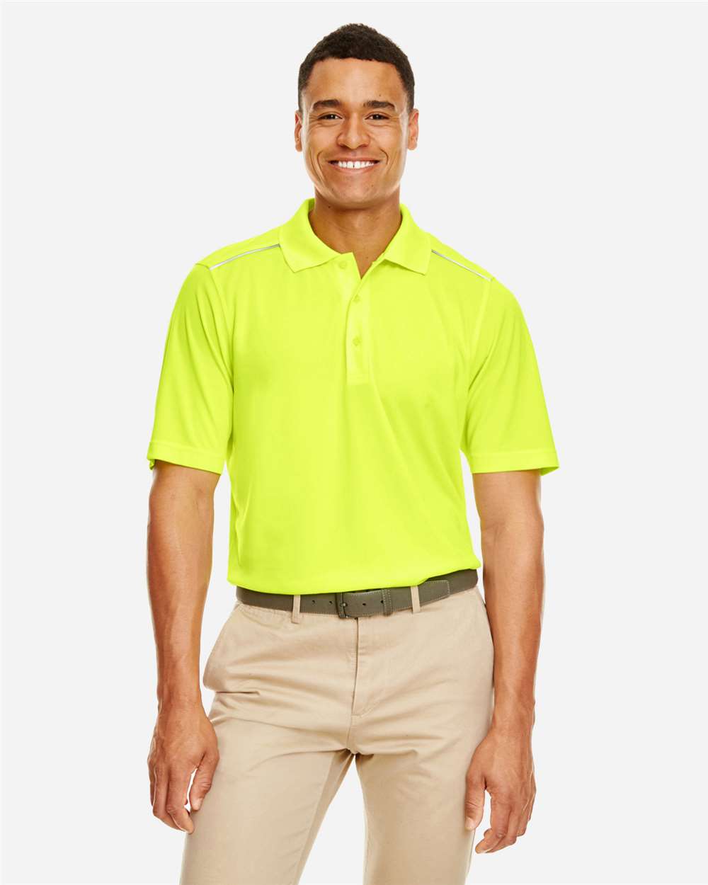 Men's Radiant Performance Piqué Polo with Reflective Piping – 88181R – Safety Yellow