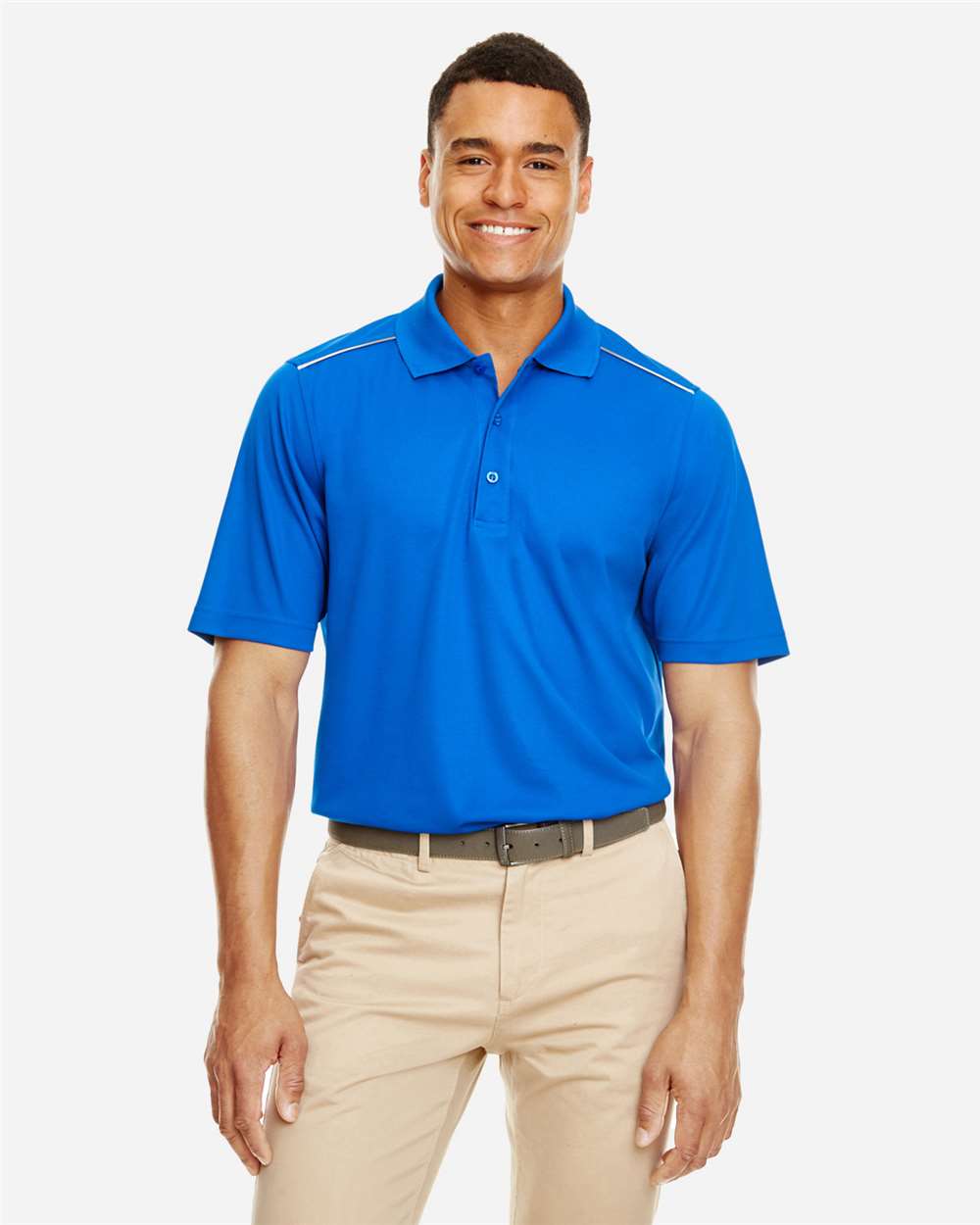 Men's Radiant Performance Piqué Polo with Reflective Piping – 88181R – True Royal