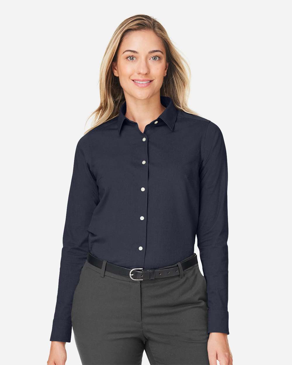 Women's CrownLux Performance® Spencer Poplin Dress Shirt – DG505W – Navy Melange