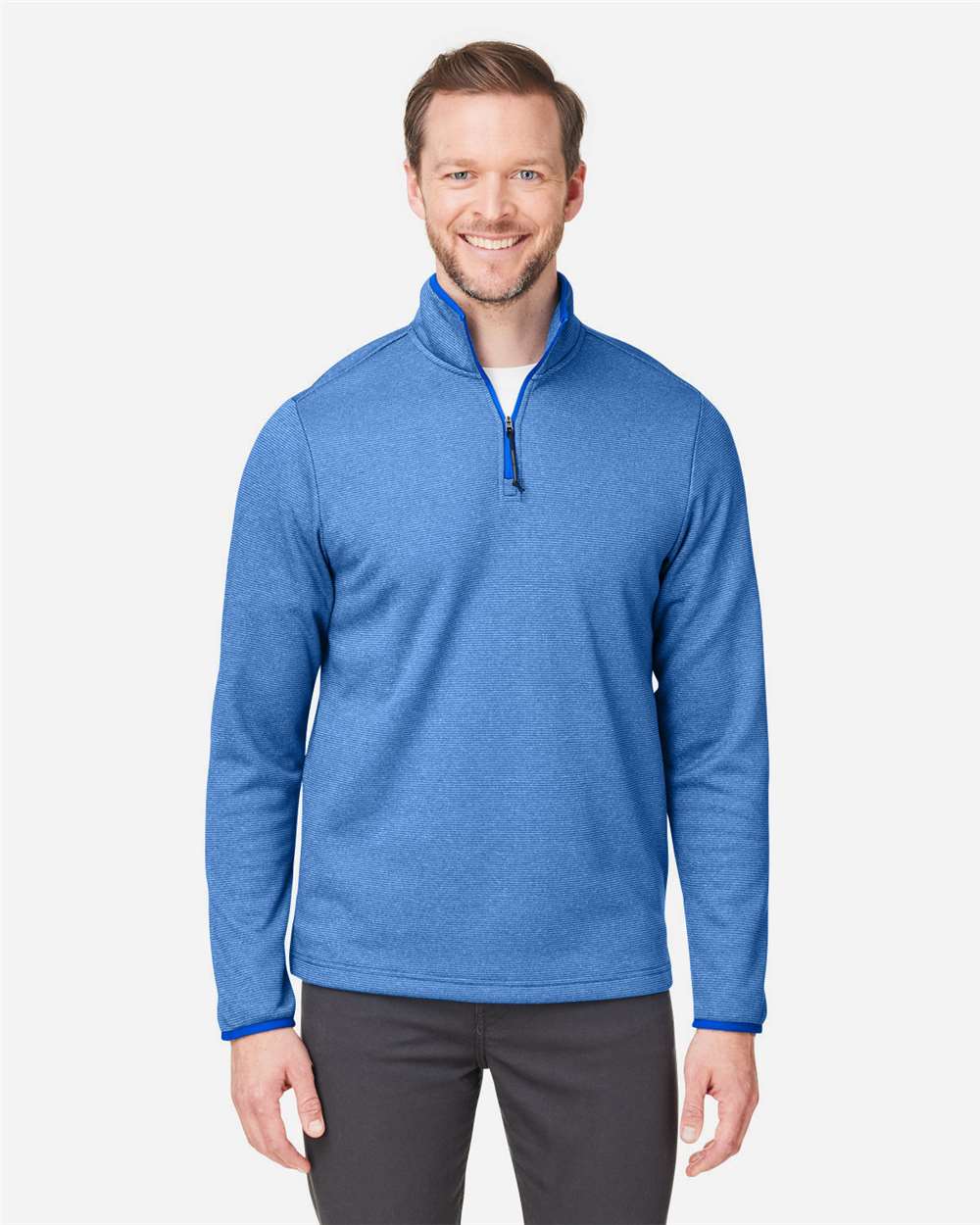 Men's Venture Heathered Stripe Quarter-Zip Pullover – CE73 – True Royal/ White