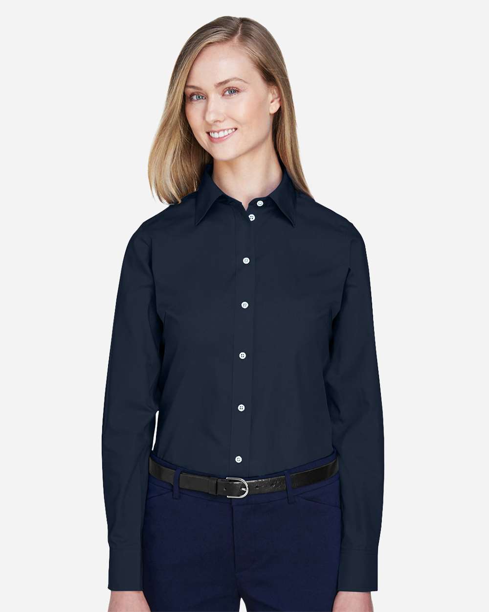 Women's Crown Collection® Broadcloth Woven Dress Shirt – D620W – Navy
