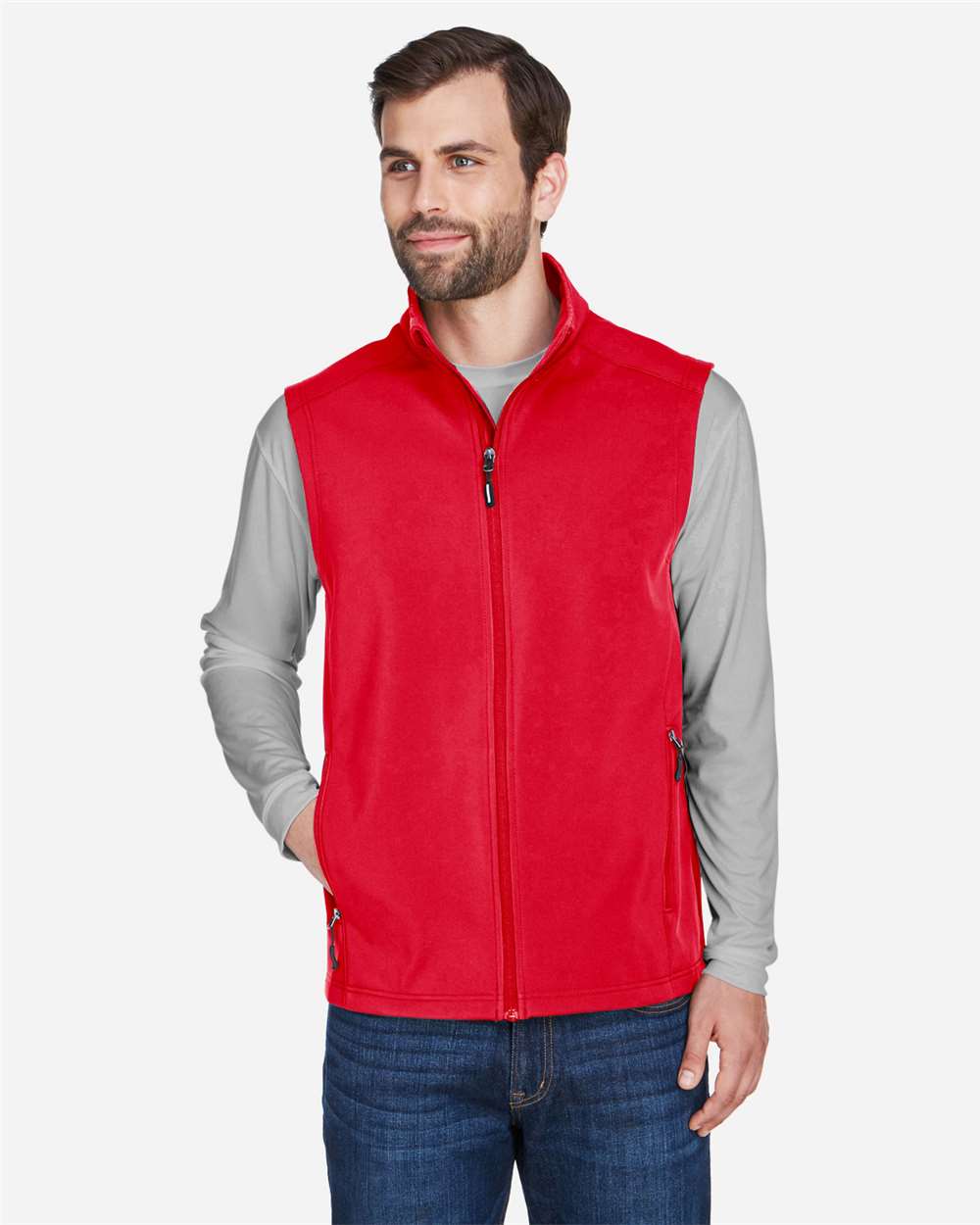 Men's Cruise Two-Layer Fleece Bonded Soft Shell Vest – CE701 – Classic Red