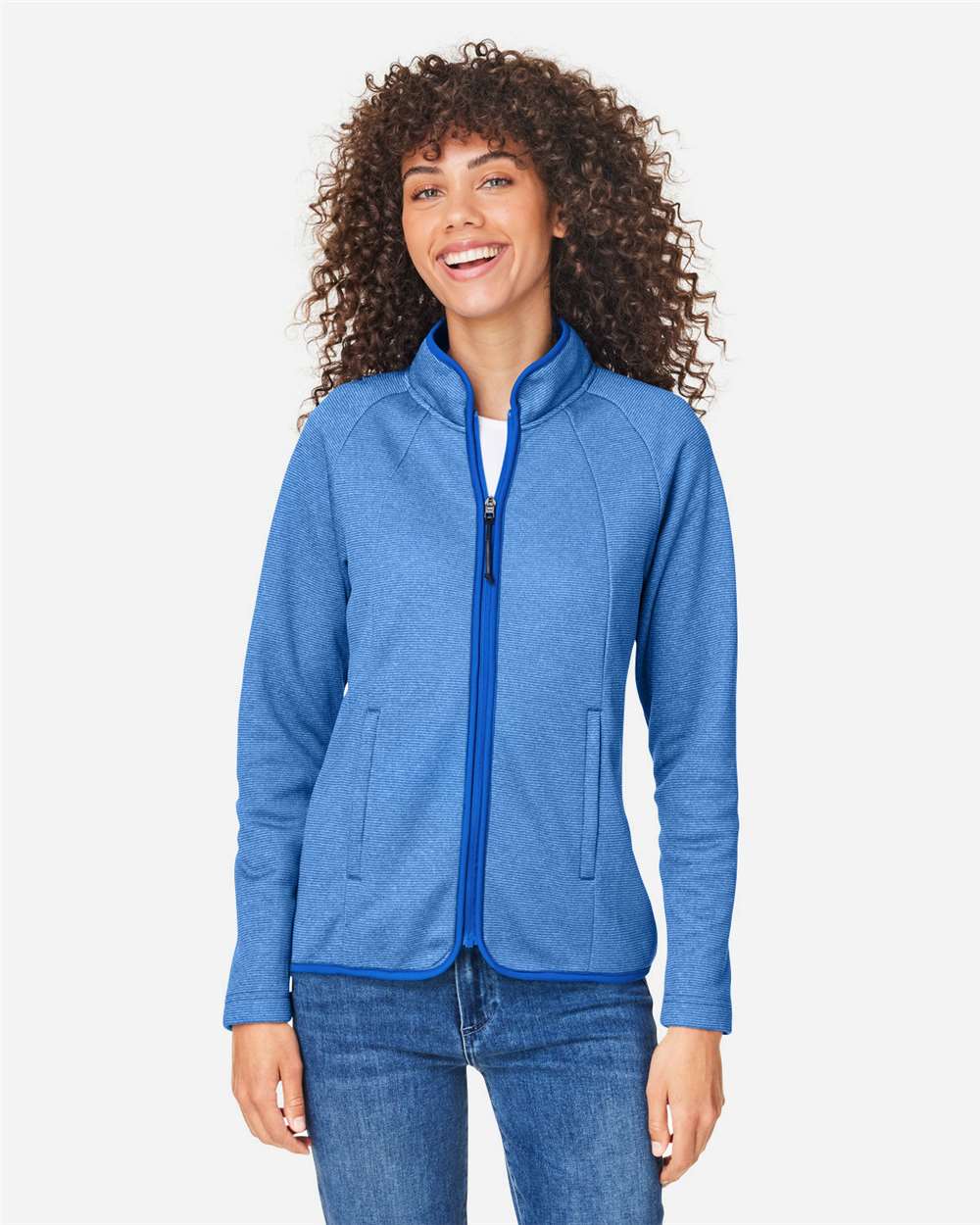 Women's Venture Heathered Stripe Full-Zip Jacket – CE72W – True Royal/ White