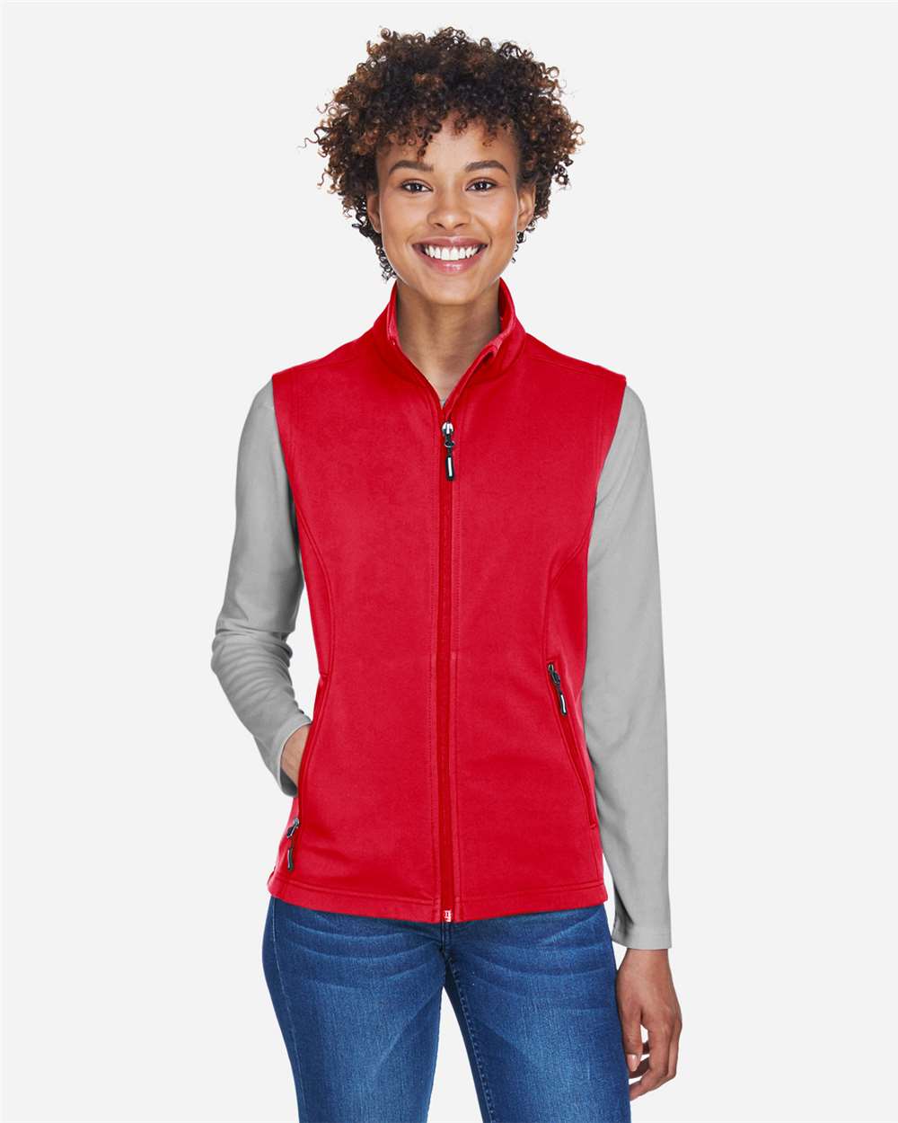 Women's Cruise Two-Layer Fleece Bonded Soft Shell Vest – CE701W – Classic Red