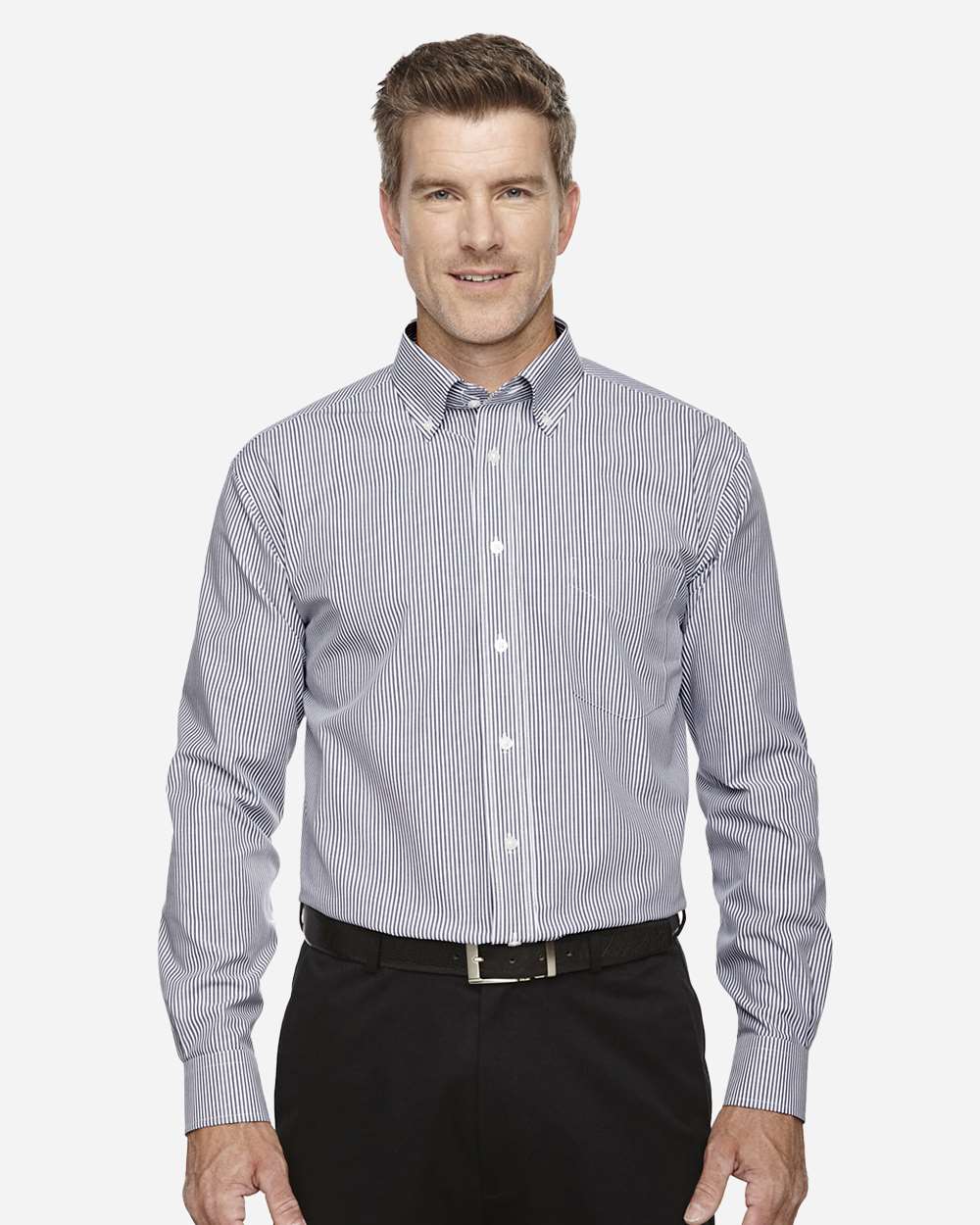 Men's Crown Collection® Banker Stripe Woven Dress Shirt – D645