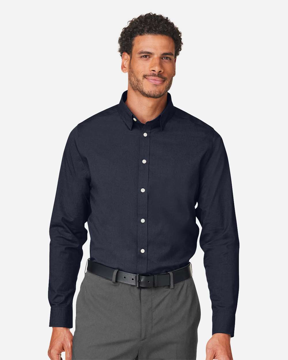 Men's CrownLux Performance® Spencer Poplin Dress Shirt – DG505 – Navy Melange