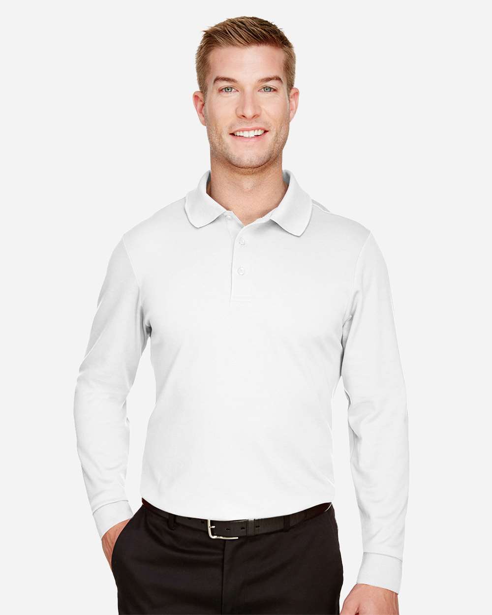 Men's Tall CrownLux Performance® Plaited Long Sleeve Polo – DG20LT
