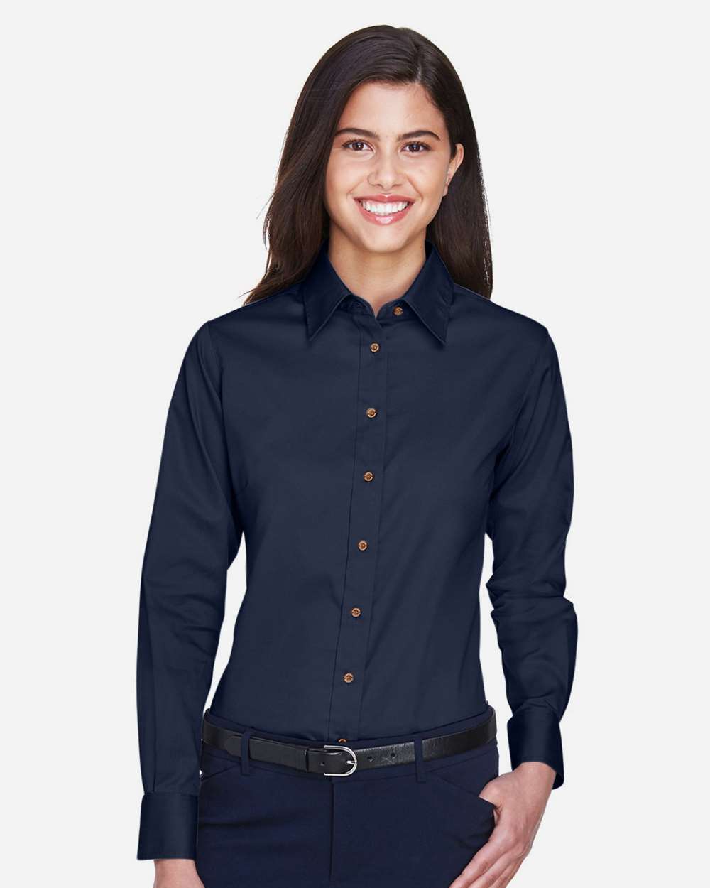 Women's Easy Blend™ Twill Dress Shirt with Stain-Release – M500W – Navy