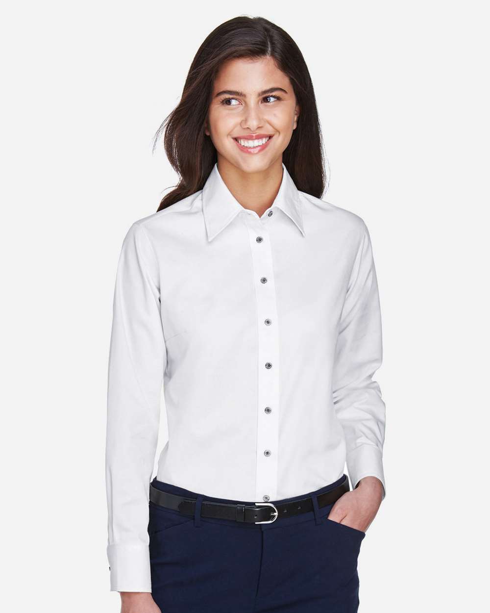 Women's Easy Blend™ Twill Dress Shirt with Stain-Release – M500W – White