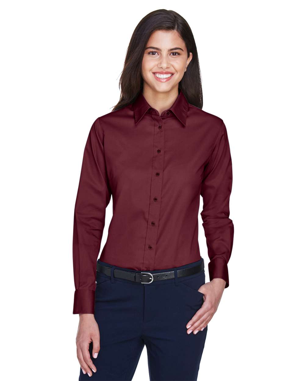 Women's Easy Blend™ Twill Dress Shirt with Stain-Release – M500W – Wine
