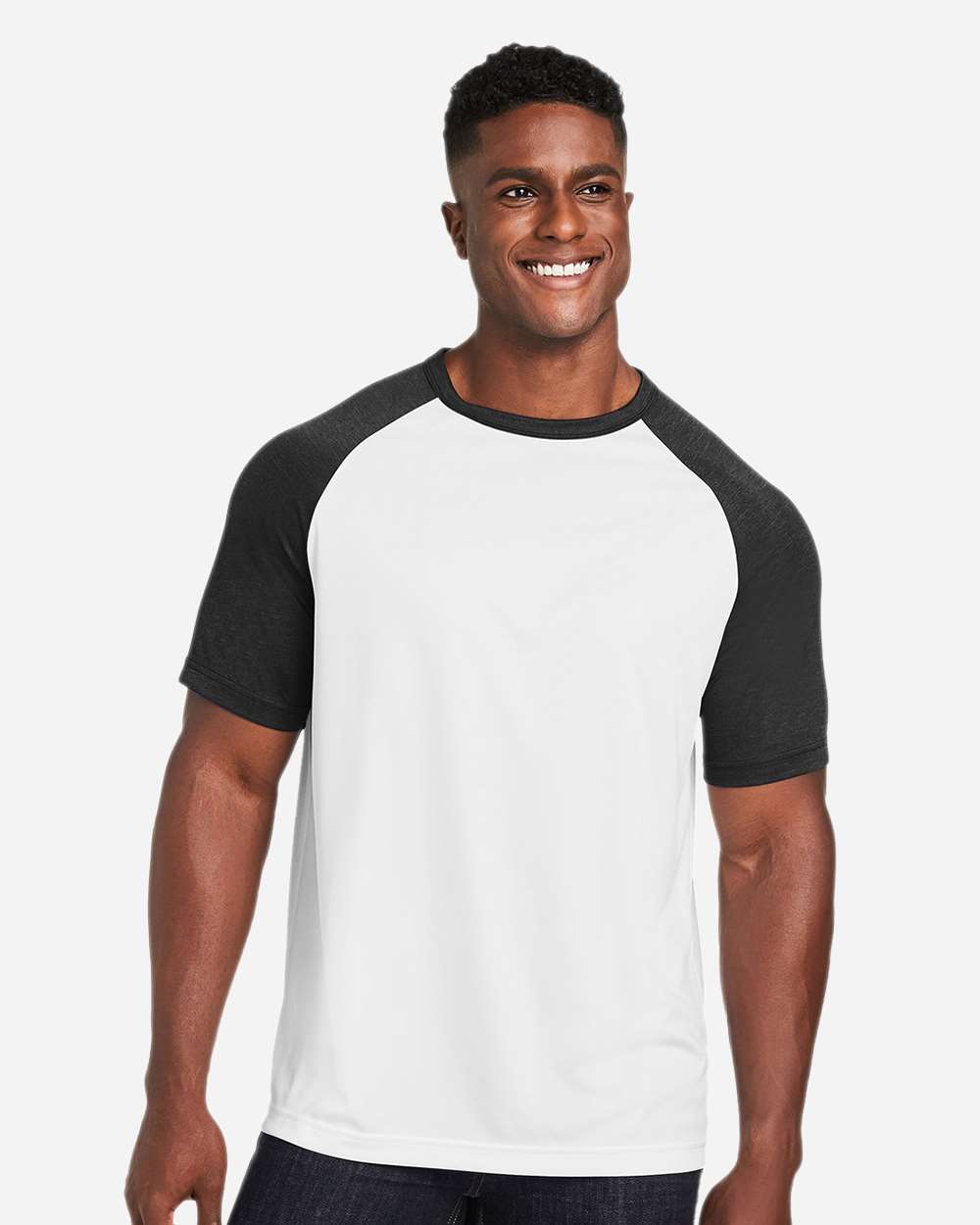 Unisex Zone Colorblock Raglan T-Shirt – TT62 – White/ Black Heather