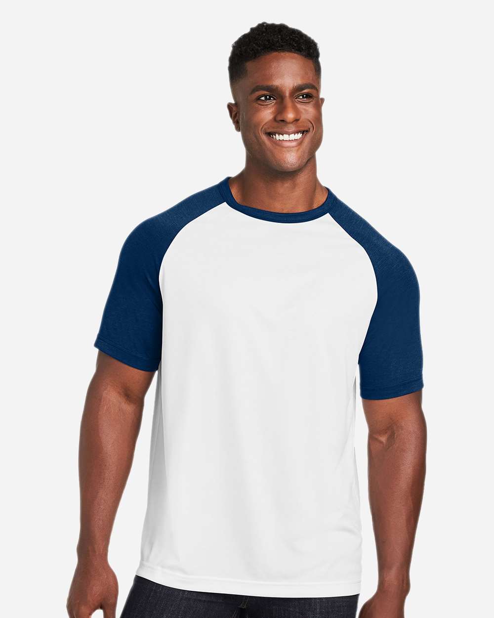Unisex Zone Colorblock Raglan T-Shirt – TT62 – White/ Sport Dark Navy Heather