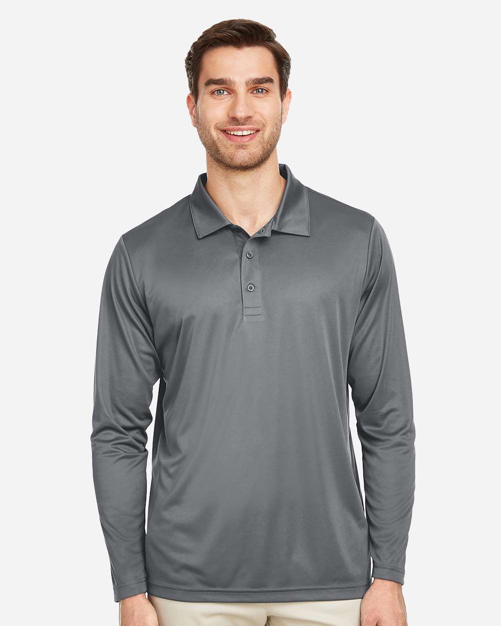 Men's Zone Performance Long Sleeve Polo – TT51L – Sport Graphite