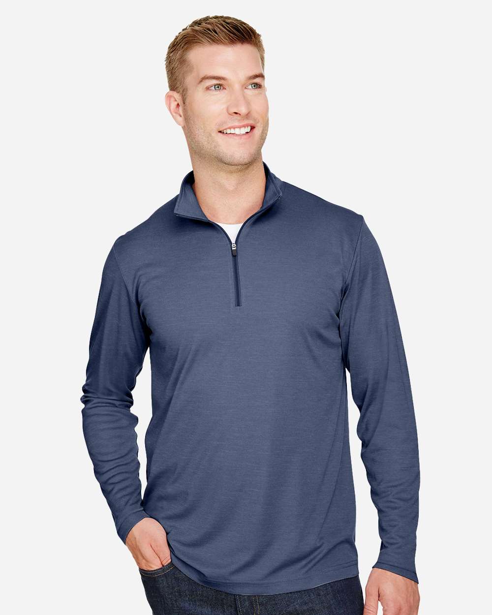 Men's Zone Sonic Heather Performance Quarter-Zip Pullover – TT31H – Sport Dark Navy Heather