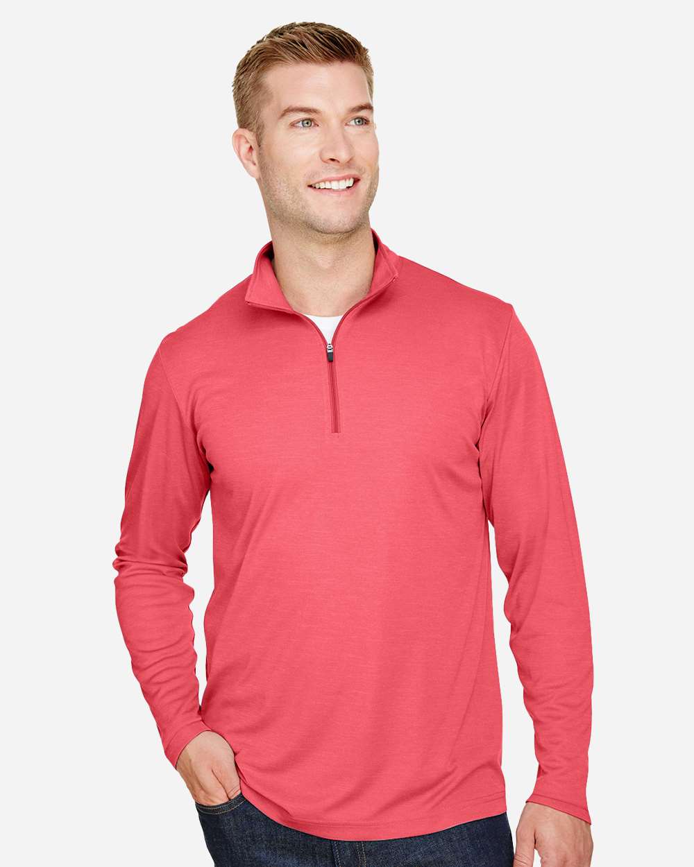 Men's Zone Sonic Heather Performance Quarter-Zip Pullover – TT31H – Sport Red Heather