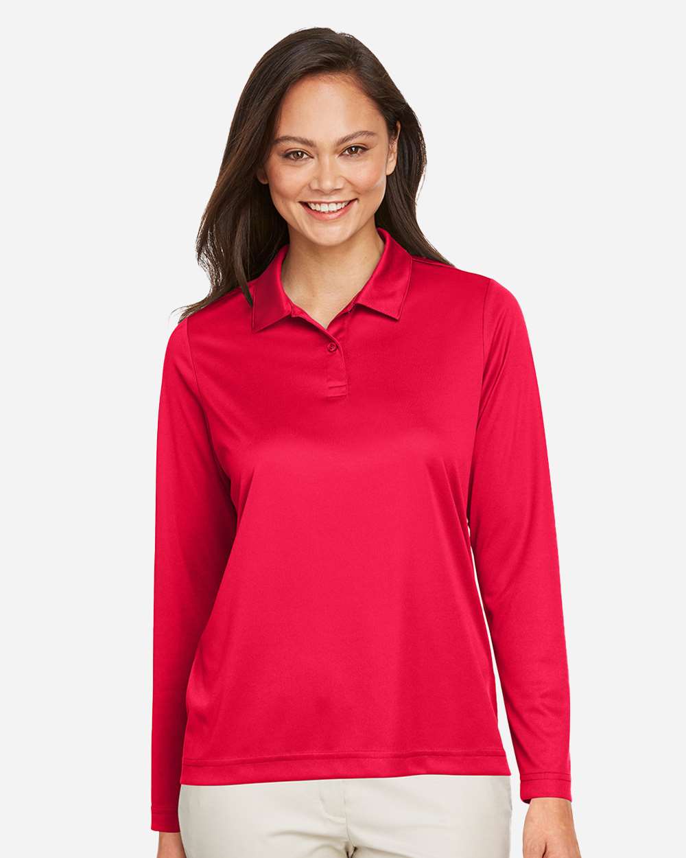 Women's Zone Performance Long Sleeve Polo – TT51LW – Sport Red