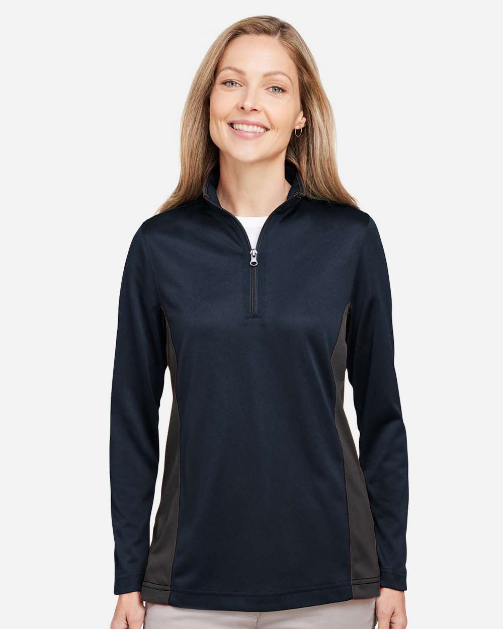 Women's Flash Snag Protection Plus IL Colorblock Quarter-Zip Pullover – M786W – Dark Navy/ Dark Charcoal