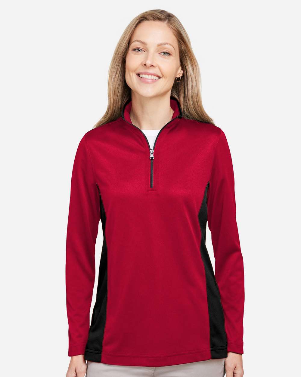 Women's Flash Snag Protection Plus IL Colorblock Quarter-Zip Pullover – M786W – Red/ Black