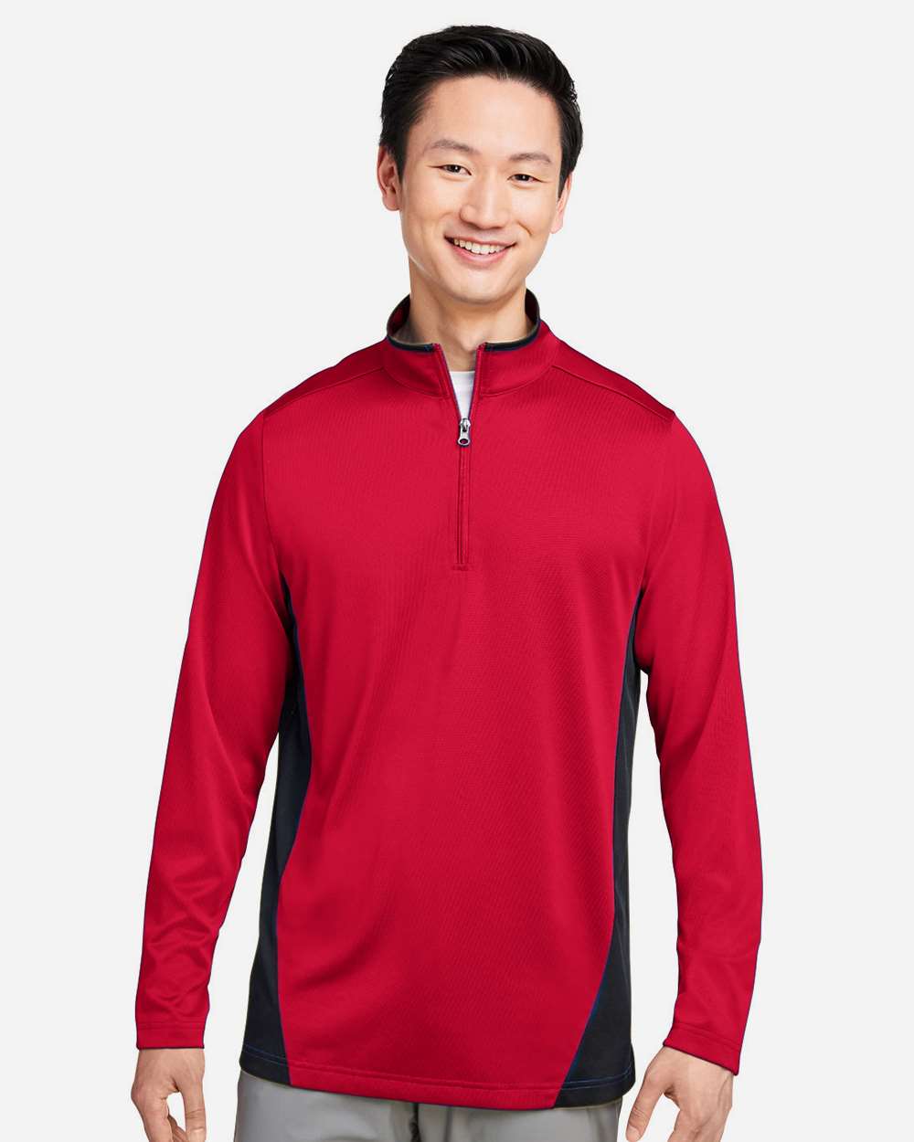 Men's Flash Snag Protection Plus IL Colorblock Quarter-Zip Pullover – M786 – Red/ Black