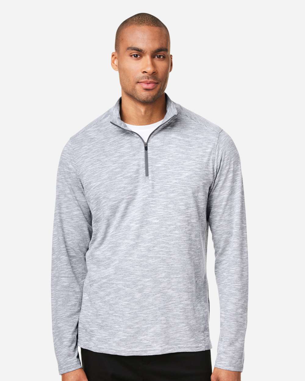 Men's Eclipse Jacquard Quarter-Zip Pullover – NE415 – Platinum Heather