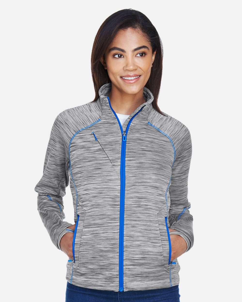 Women's Flux Mélange Bonded Fleece Jacket – 78697 – Platinum/ Olympic Blue