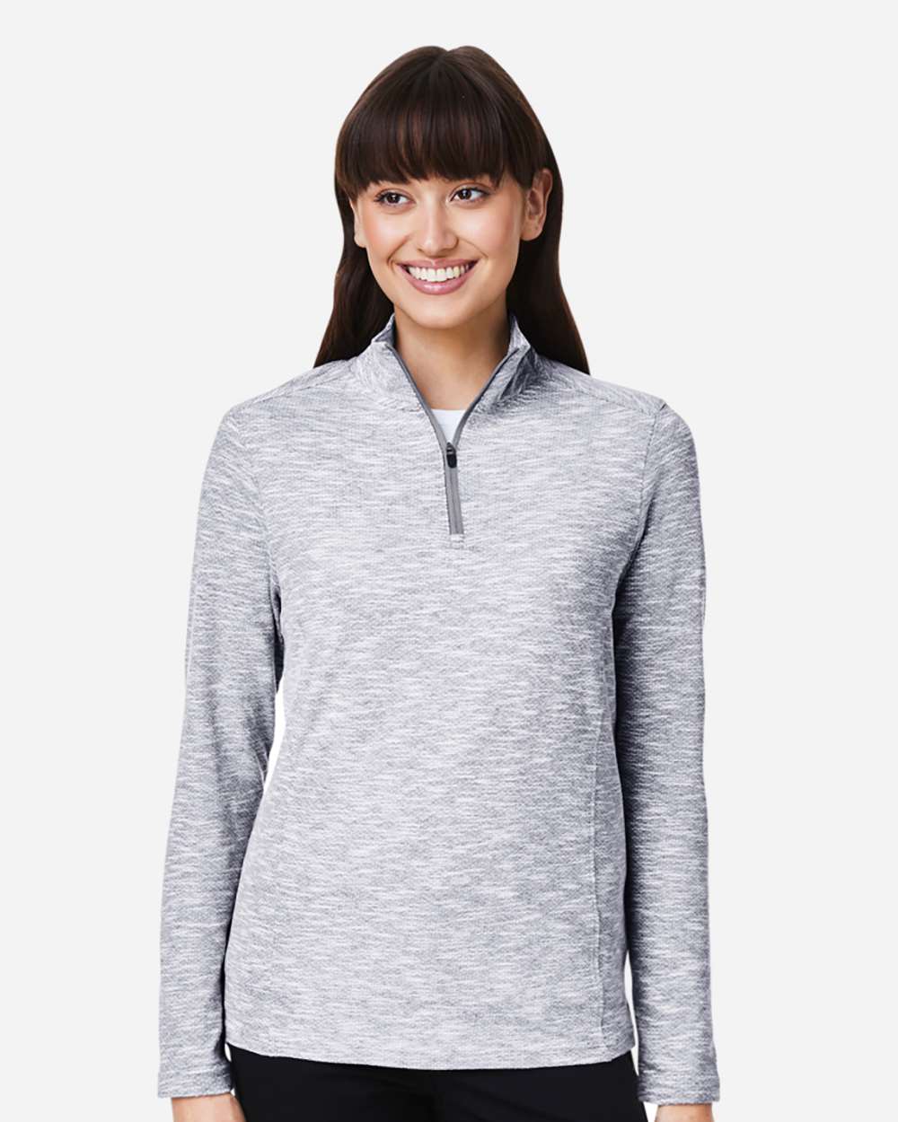Women's Eclipse Jacquard Quarter-Zip Pullover – NE415W – Platinum Heather