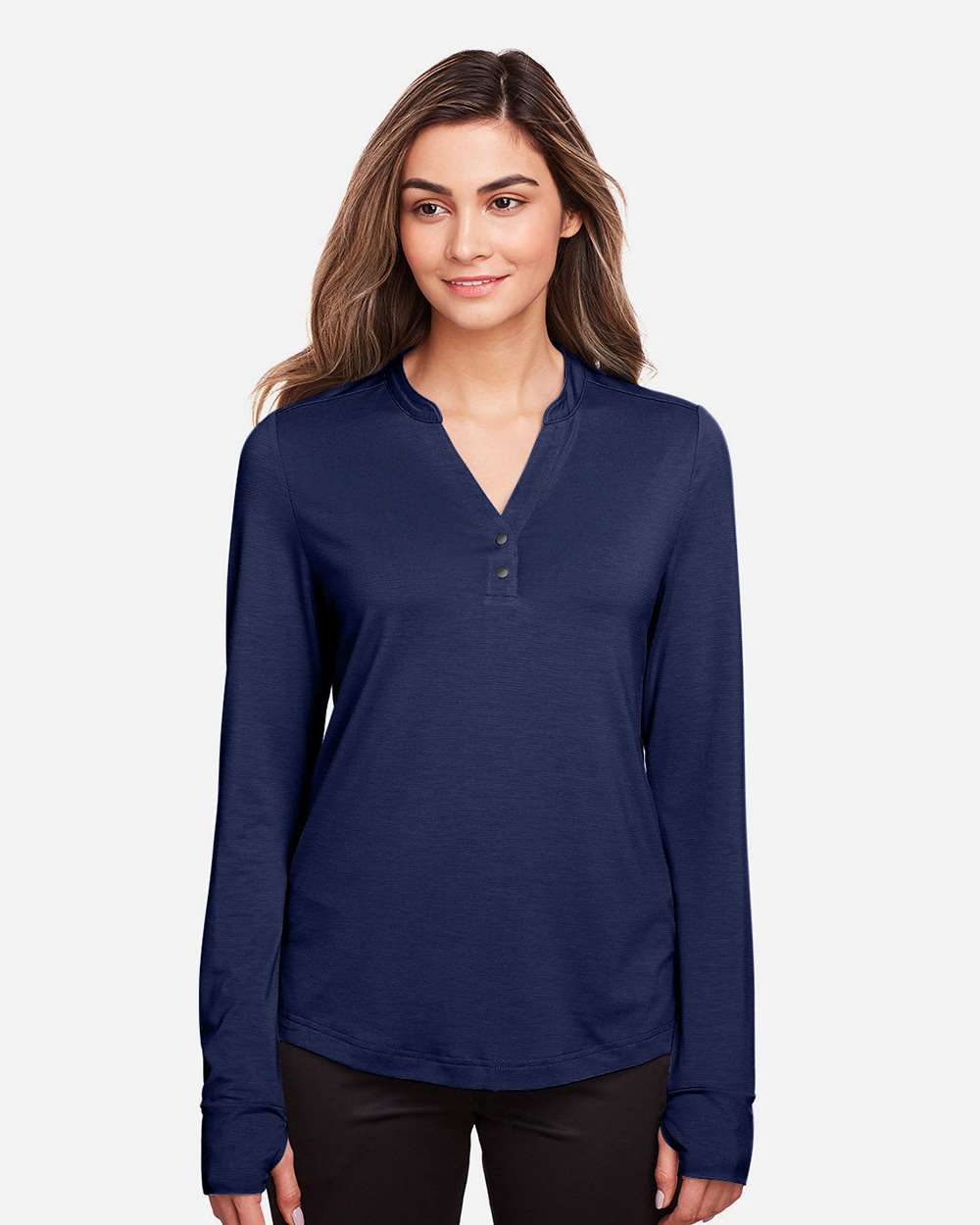Women's JAQ Stretch Performance V-Neck Snap Pullover – NE400W – Classic Navy