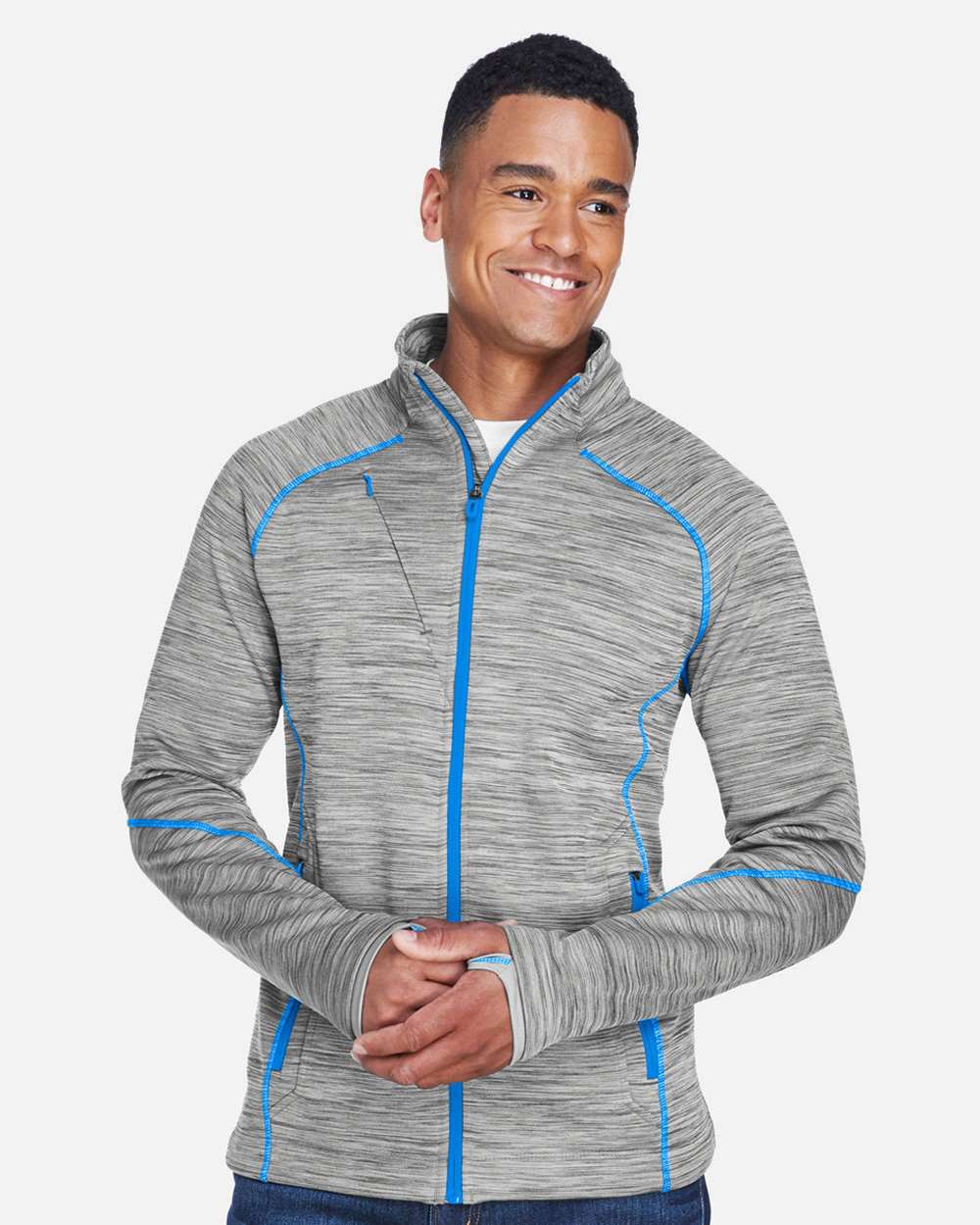 Men's Flux Mélange Bonded Fleece Jacket – 88697 – Platinum/ Olympic Blue