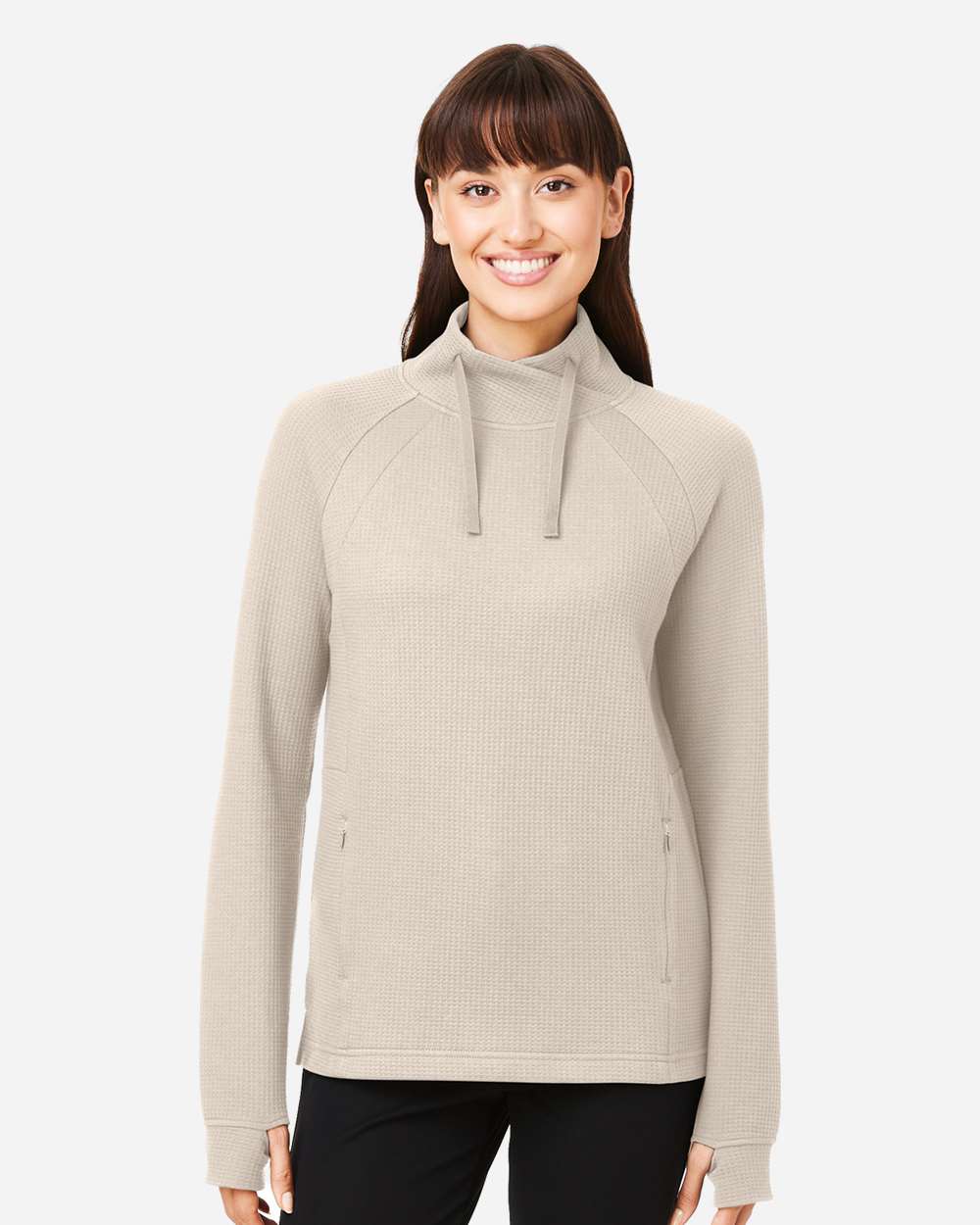 Women's Rhythm Waffle Cross-Neck Pullover – NE200W – Oatmeal