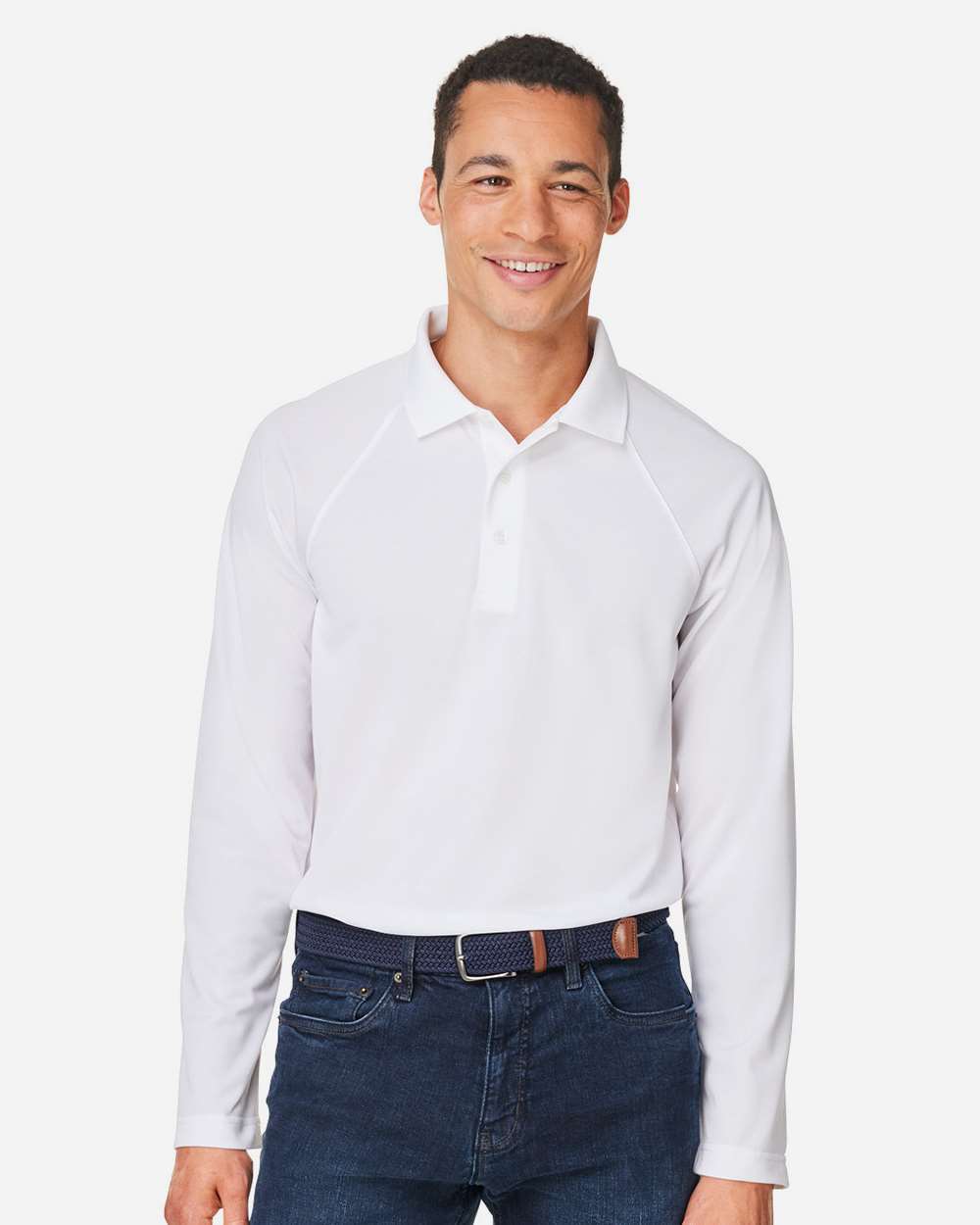 Men's Charge Snag and Soil Protect Long Sleeve Polo – M208L – White